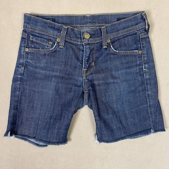 Citizens Of Humanity Womens Junior 25 Denim Shorts Raw Hem Low‎ Rise Stretch - Picture 1 of 14